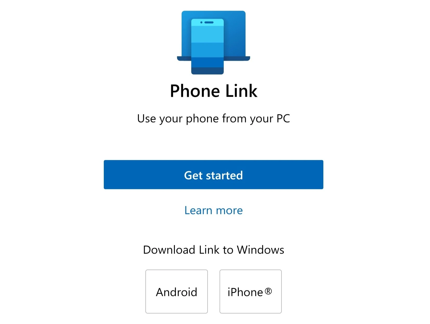 Step 2 of https://aka.ms/startLinking: On your phone, visit https://aka.ms/startlinking and install Link to Windows.